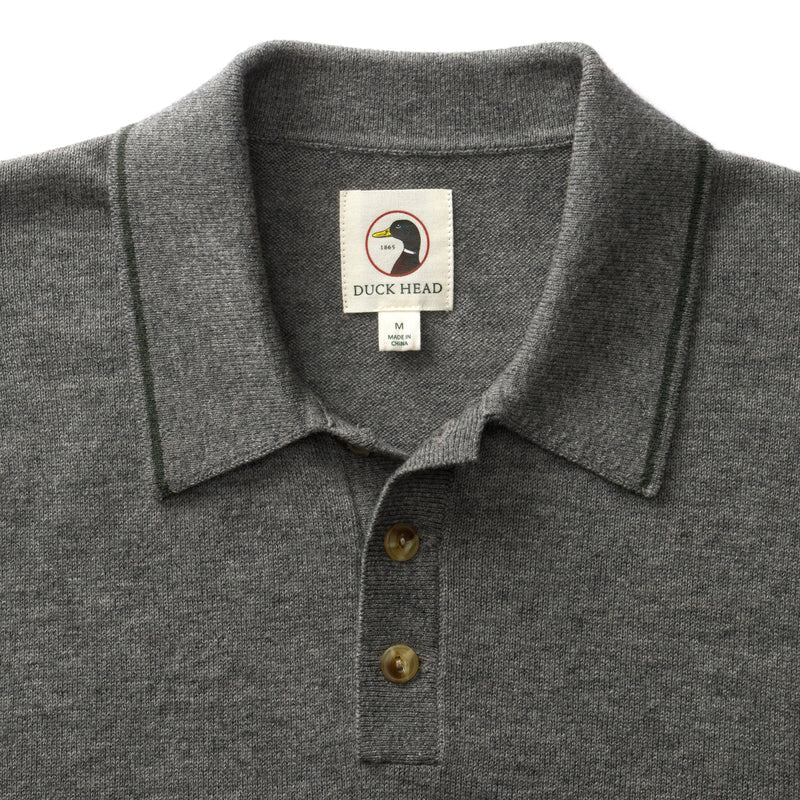 Duck Head Jonas Merino Polo Sweater-Grey