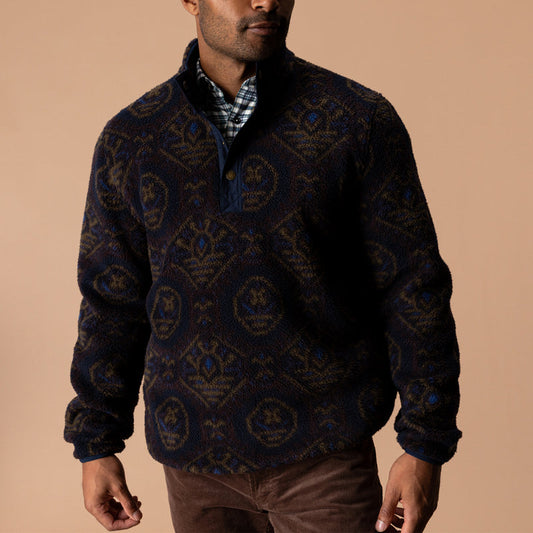 Duck Head Pineview Fleece 1/4 Snap Pullover- Deep Navy