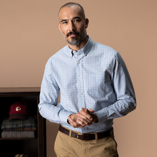 Duck Head Cotton Cashmere Poplin Sport Shirt- Windblown Sky