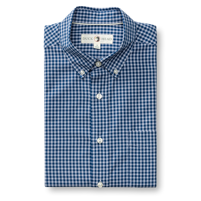 Duck Head Cotton Cashmere Poplin Sport Shirt-Navy Peony