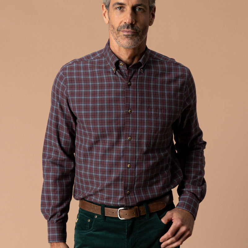 Duck Head Cotton Wool Sport Shirt- Huckleyberry