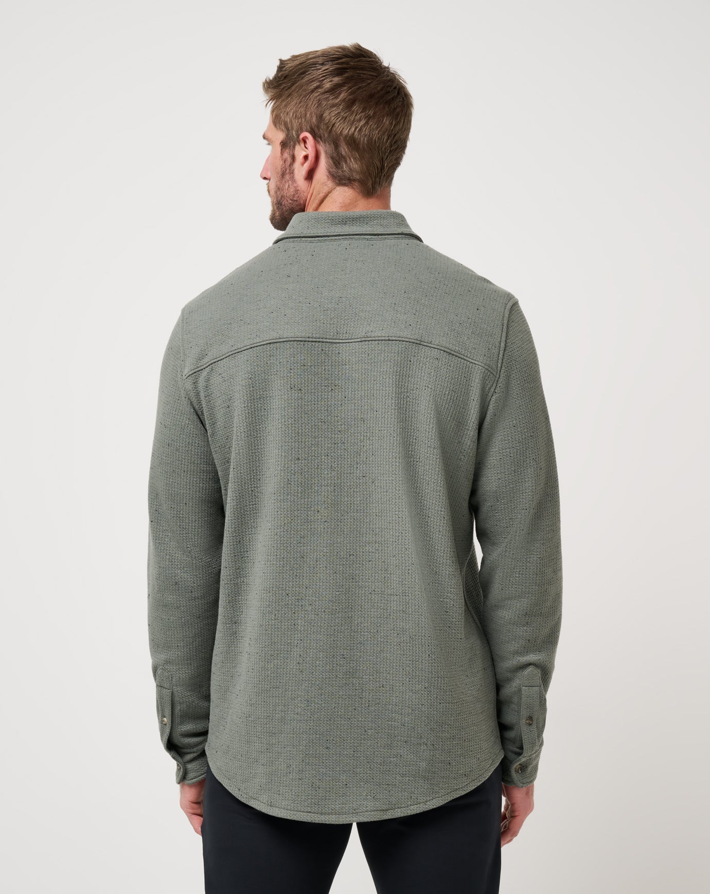 Travis Mathew Cloud Waffle Button Up Dark Olive