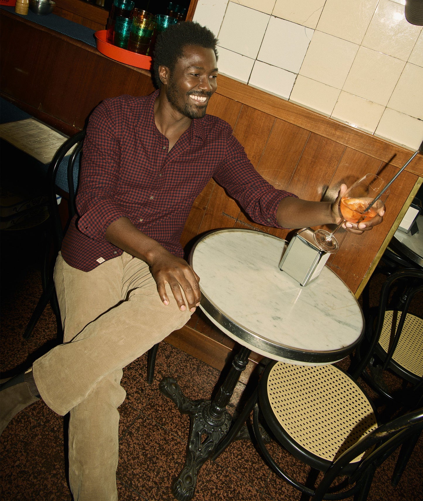 Marine Layer Tahoe Flannel Shirt/red navy gingham