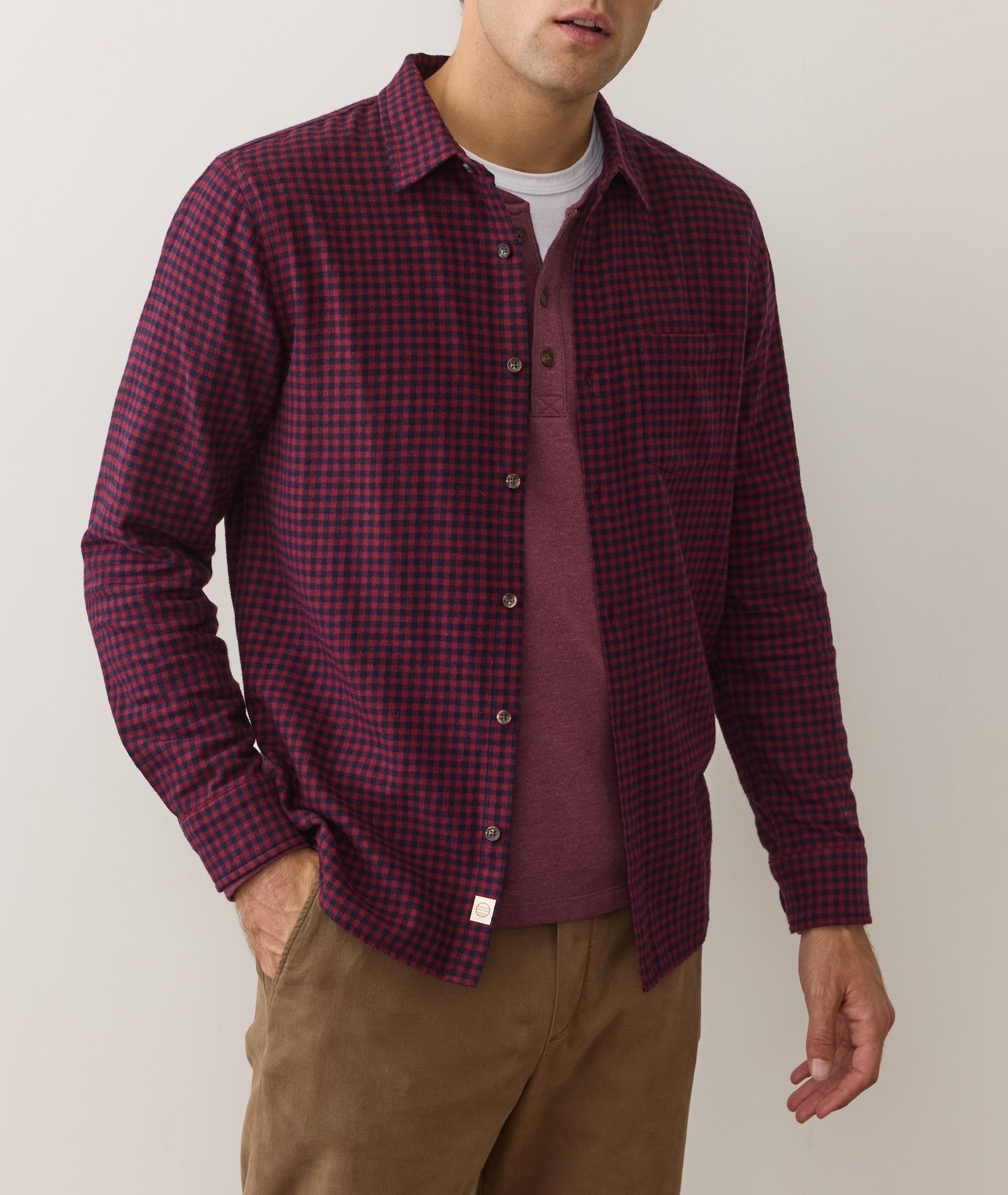 Marine Layer Tahoe Flannel Shirt/red navy gingham