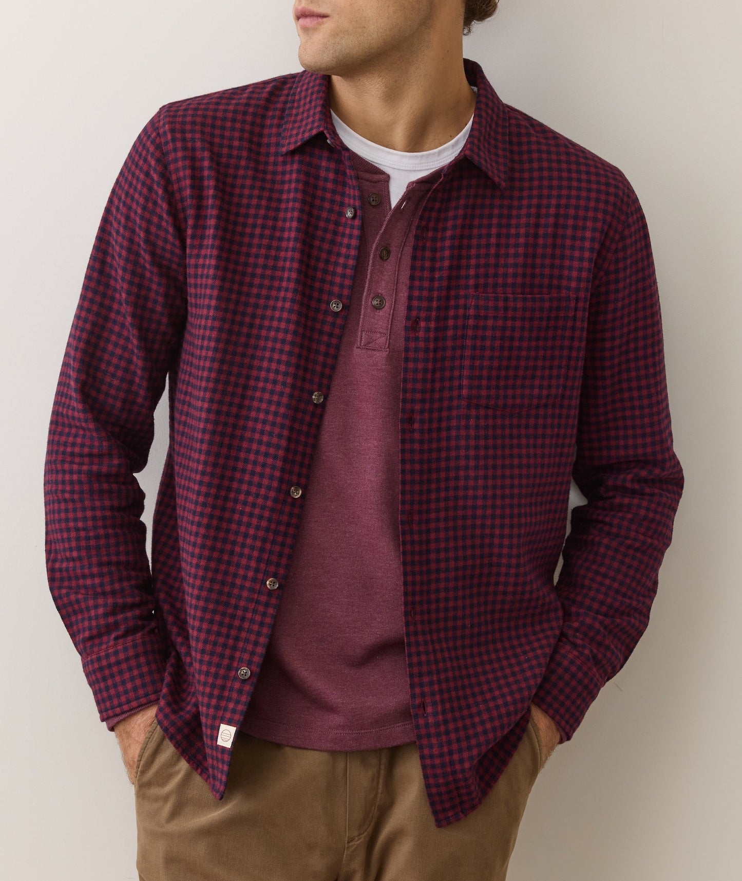 Marine Layer Tahoe Flannel Shirt/red navy gingham