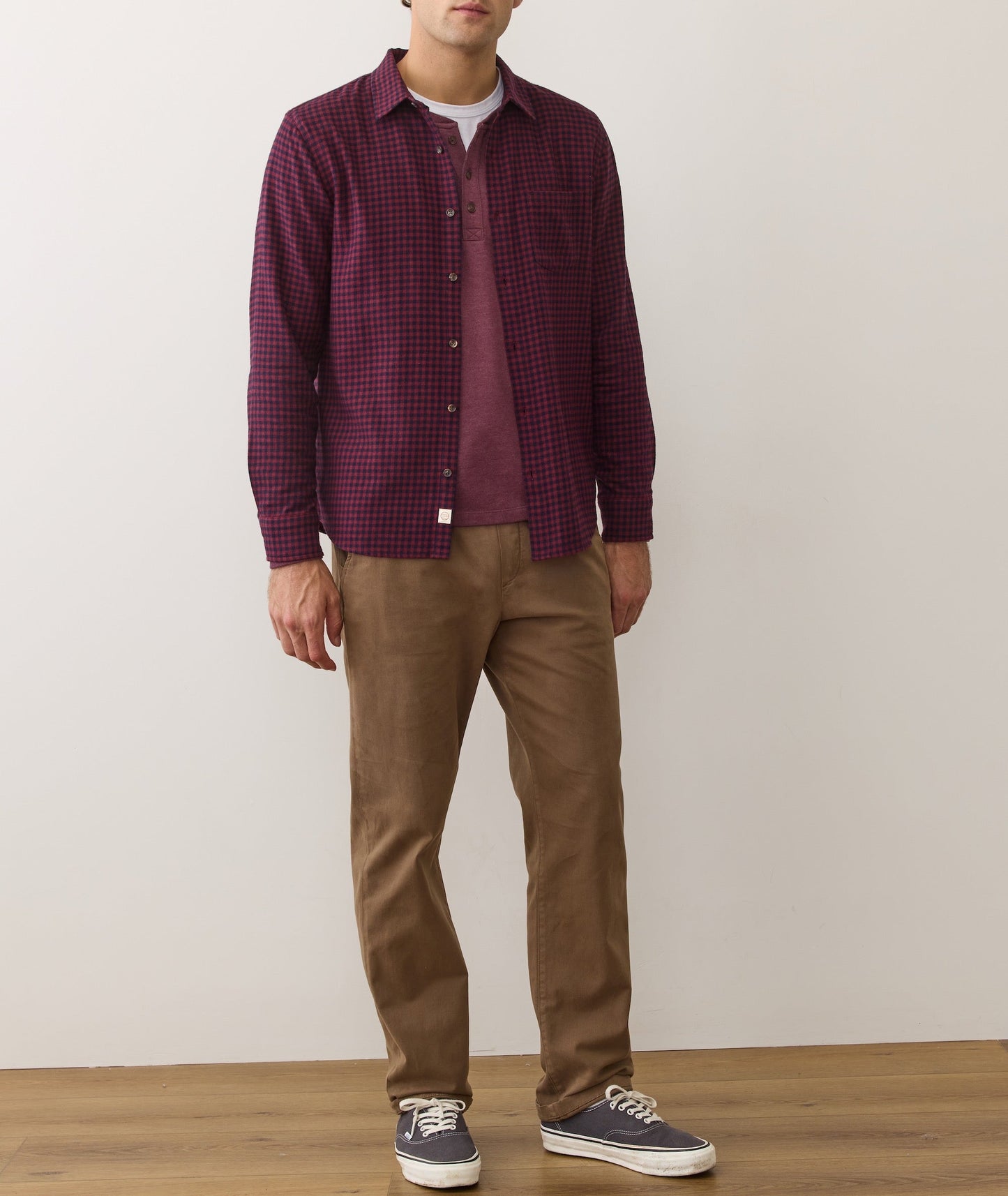 Marine Layer Tahoe Flannel Shirt/red navy gingham