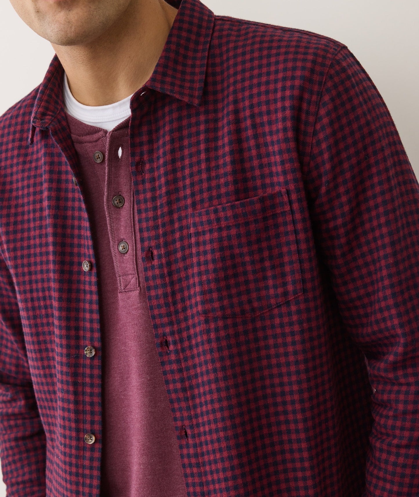 Marine Layer Tahoe Flannel Shirt/red navy gingham