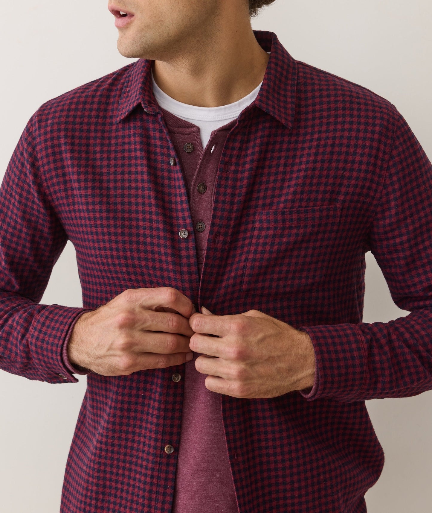 Marine Layer Tahoe Flannel Shirt/red navy gingham