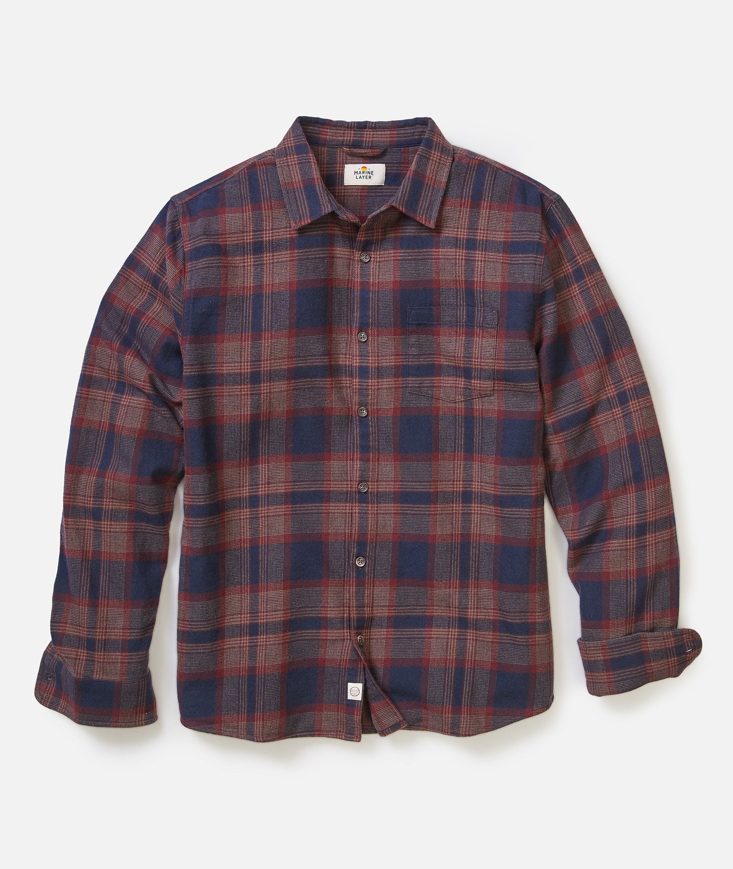 Marine Layer Tahoe Flannel, Navy Burgundy,l