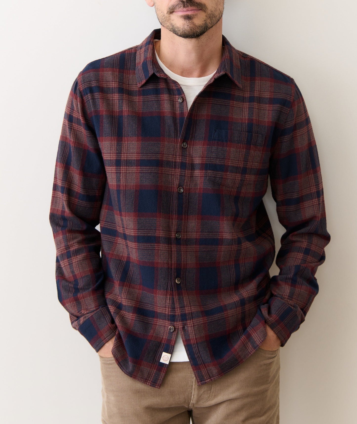 Marine Layer Tahoe Flannel, Navy Burgundy,l