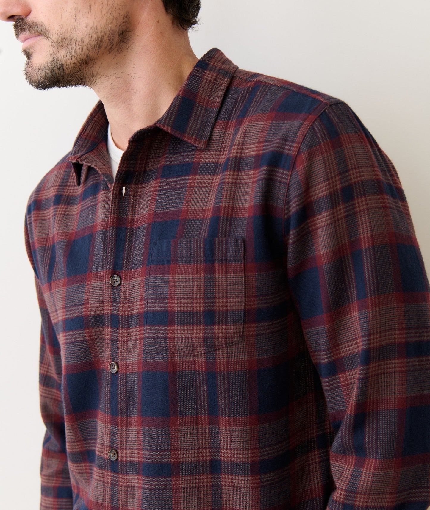 Marine Layer Tahoe Flannel, Navy Burgundy,l