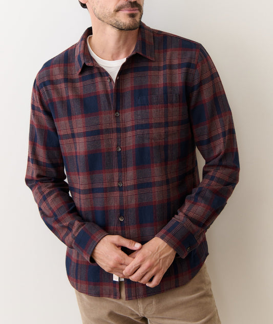 Marine Layer Tahoe Flannel, Navy Burgundy,l