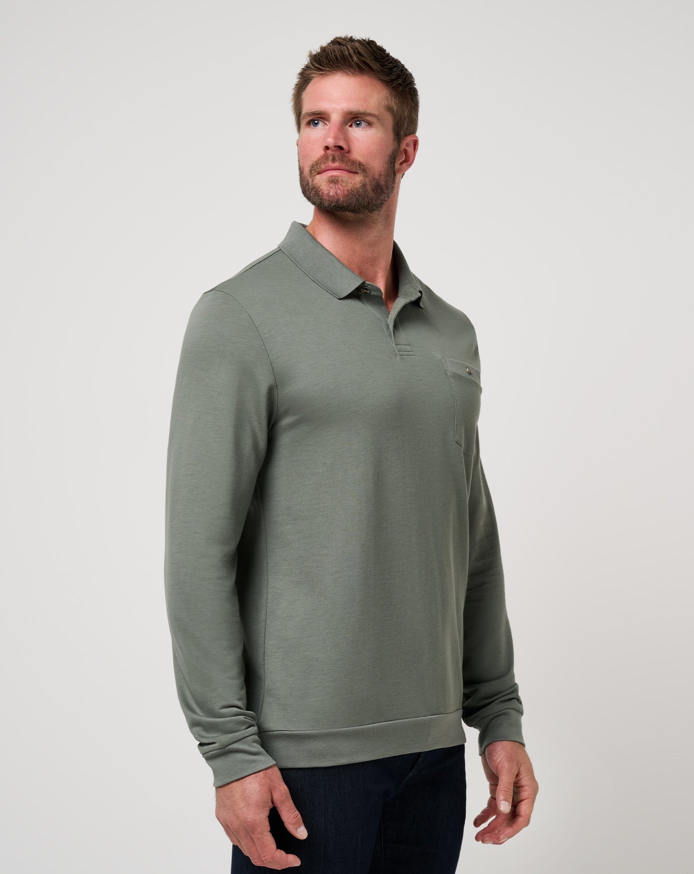 Travis Mathew December First Sweater Polo-Dark Olive