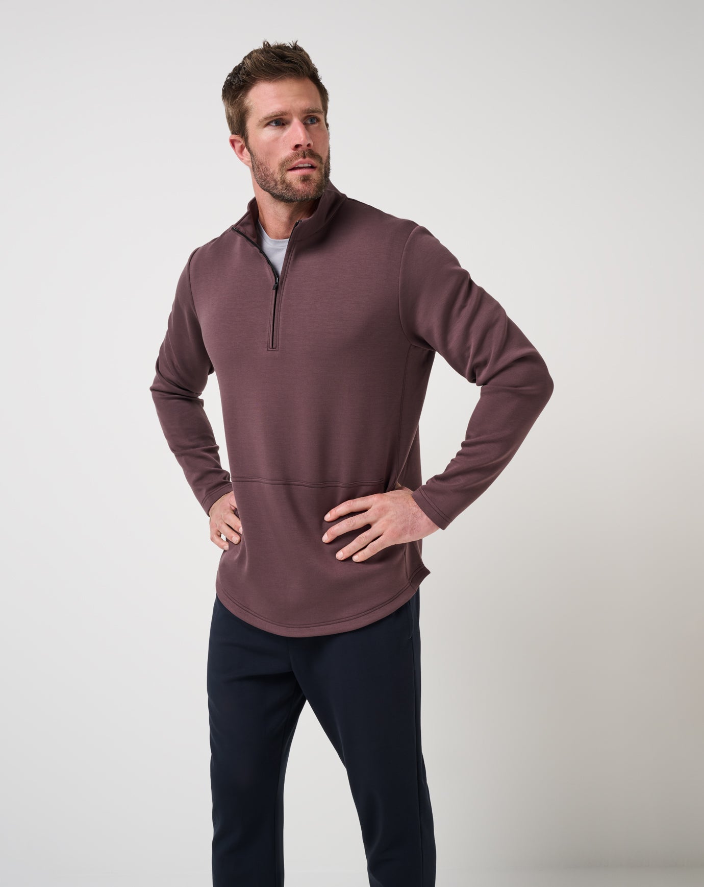 Travis Mathew Fibercloud Quarter Zip-Raisin
