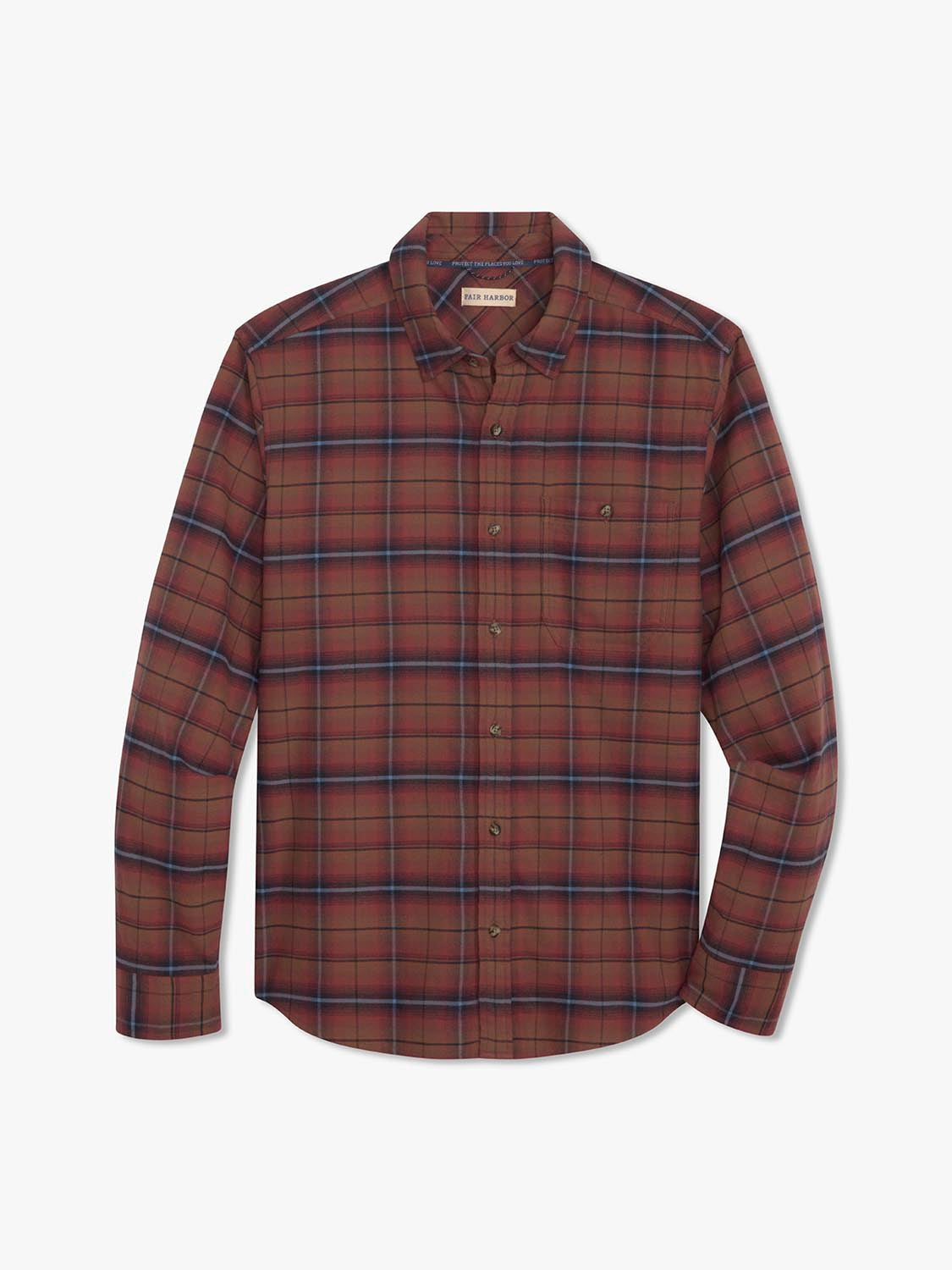Fair Harbor Seaside Lightweight Flannel Shirt- Burgundy Plaid