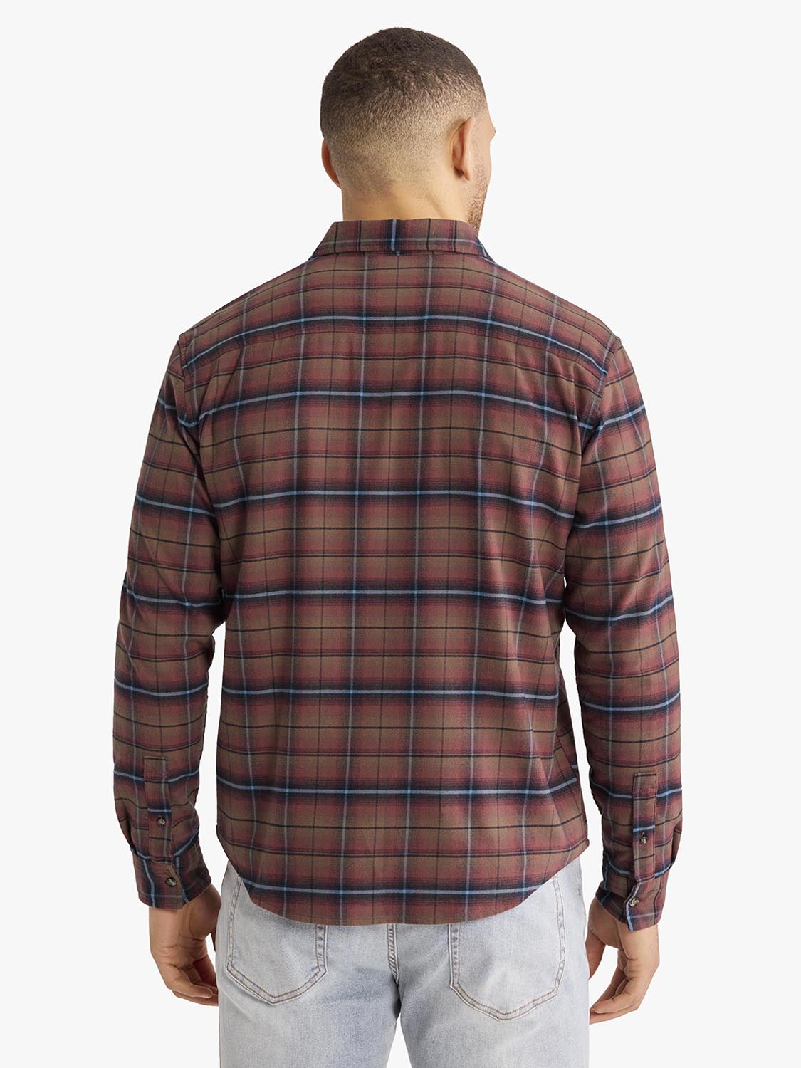 Fair Harbor Seaside Lightweight Flannel Shirt- Burgundy Plaid