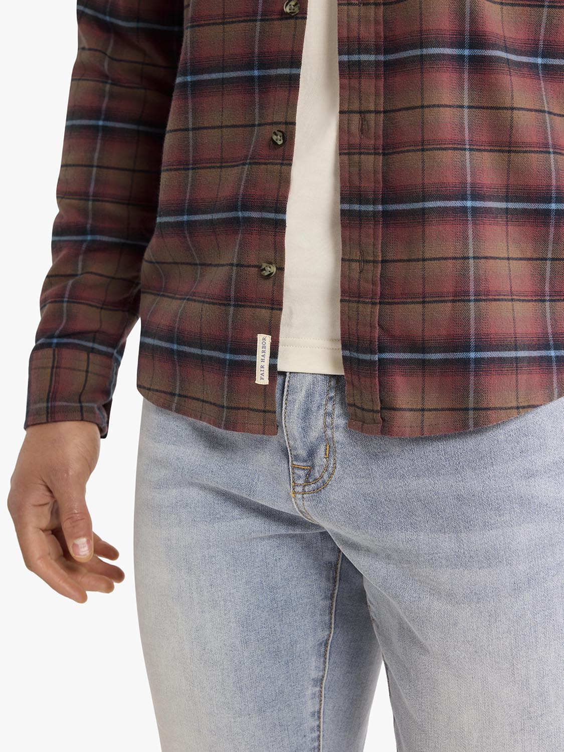 Fair Harbor Seaside Lightweight Flannel Shirt- Burgundy Plaid