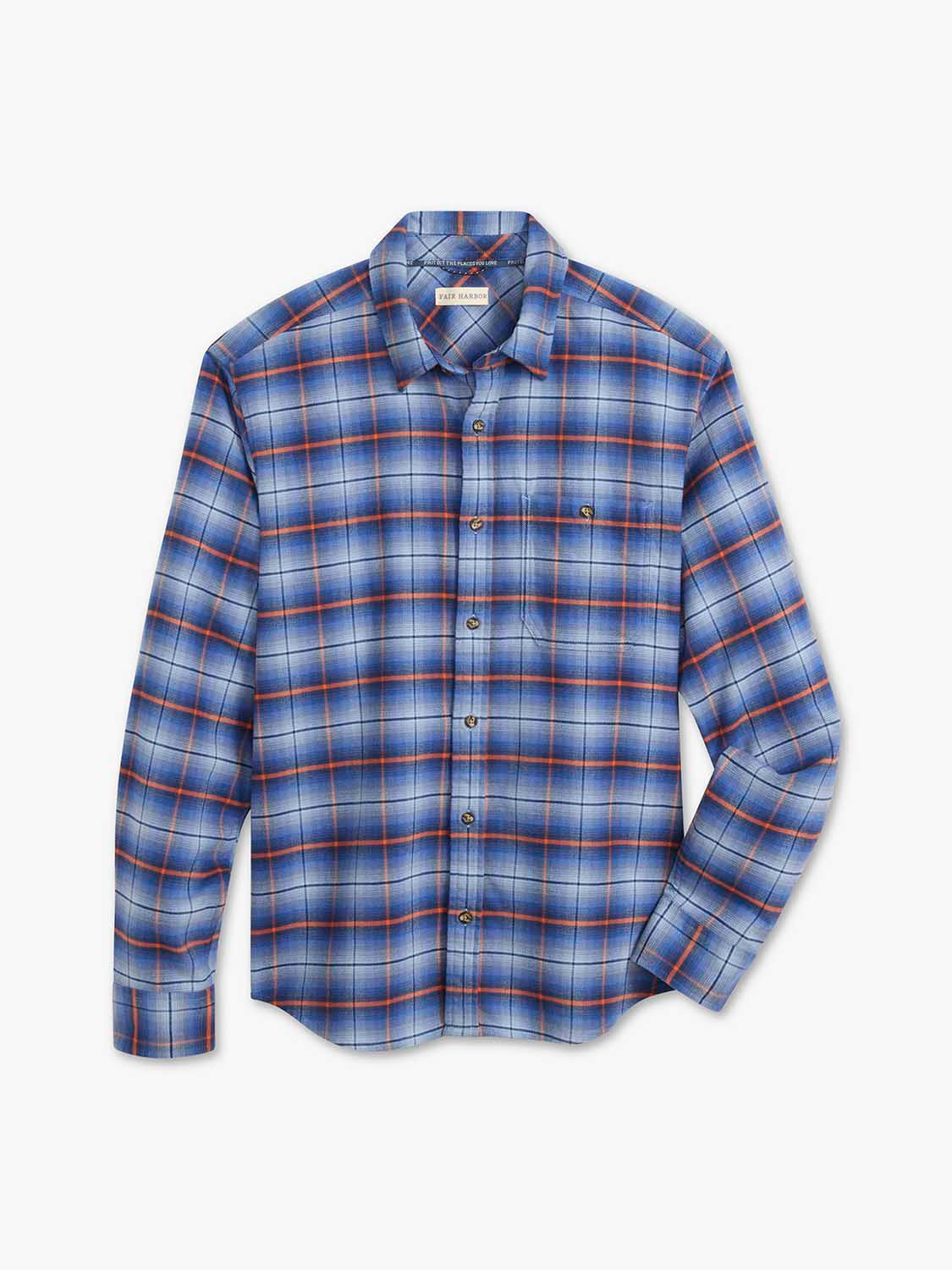 Fair Harbor Seaside Lightweight Flannel Shirt- blue sky plaid