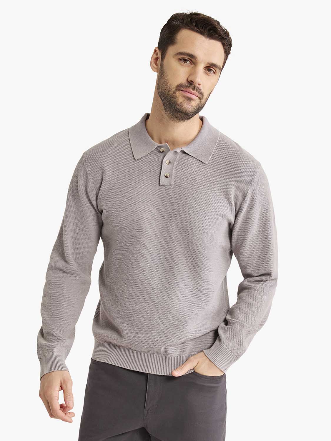 Fair Harbor Mariner Long Sleeve Polo- Seastone