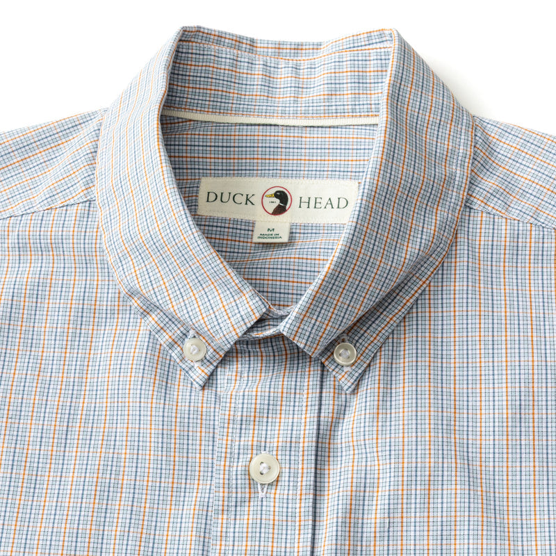 Duck Head Long Sleeve Button Down Pale Blue Plaid
