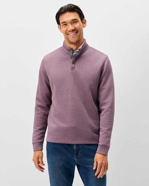 Johnnie O Rockwells Diamond-Quilted Henley Pullover- Fig