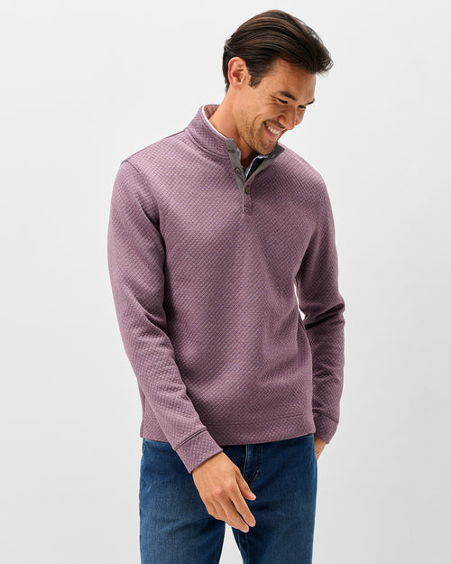 Johnnie O Rockwells Diamond-Quilted Henley Pullover- Fig