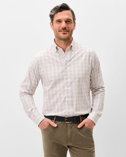Johnnie O Sandlewood Pane Performance Buttondown-White