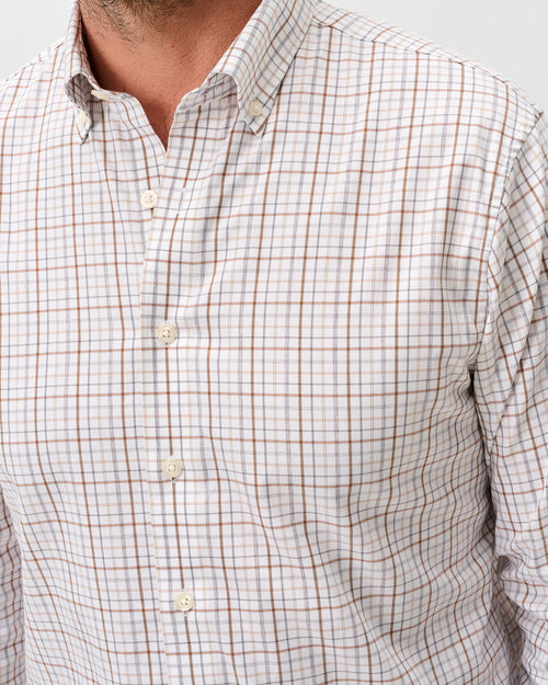 Johnnie O Sandlewood Pane Performance Buttondown-White