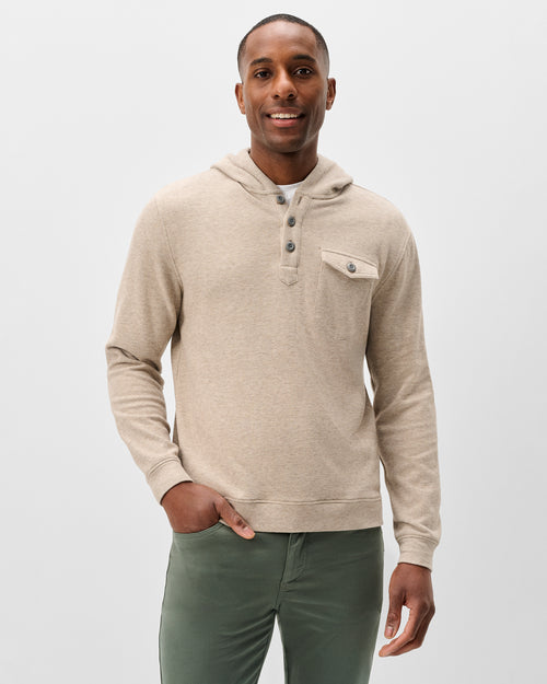 Johnnie O Button Henley Hoodie -Cream