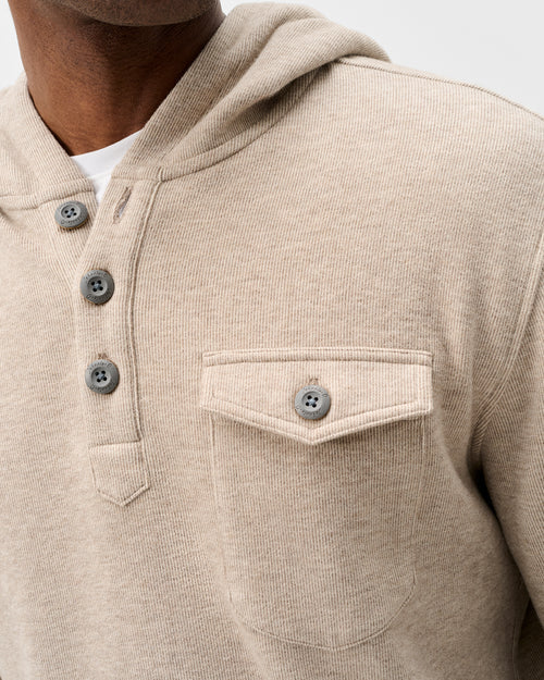 Johnnie O Button Henley Hoodie -Cream