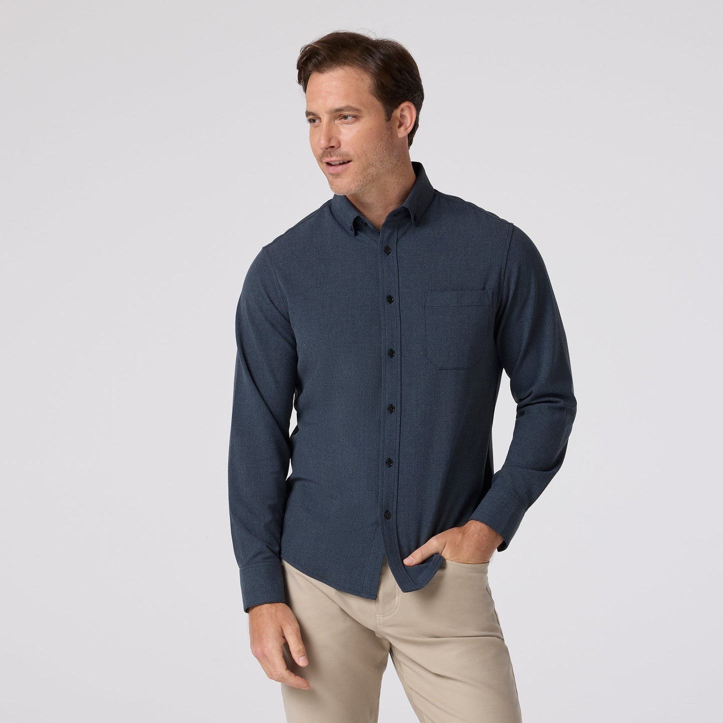 Mizzen & Main City Flannel-Navy Heather
