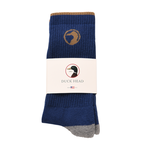 Duck Head Logo Socks-Navy