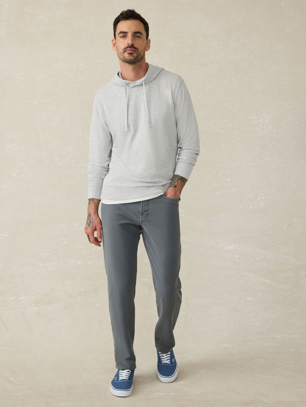 Faherty Slub Washed Hoodie-Grey