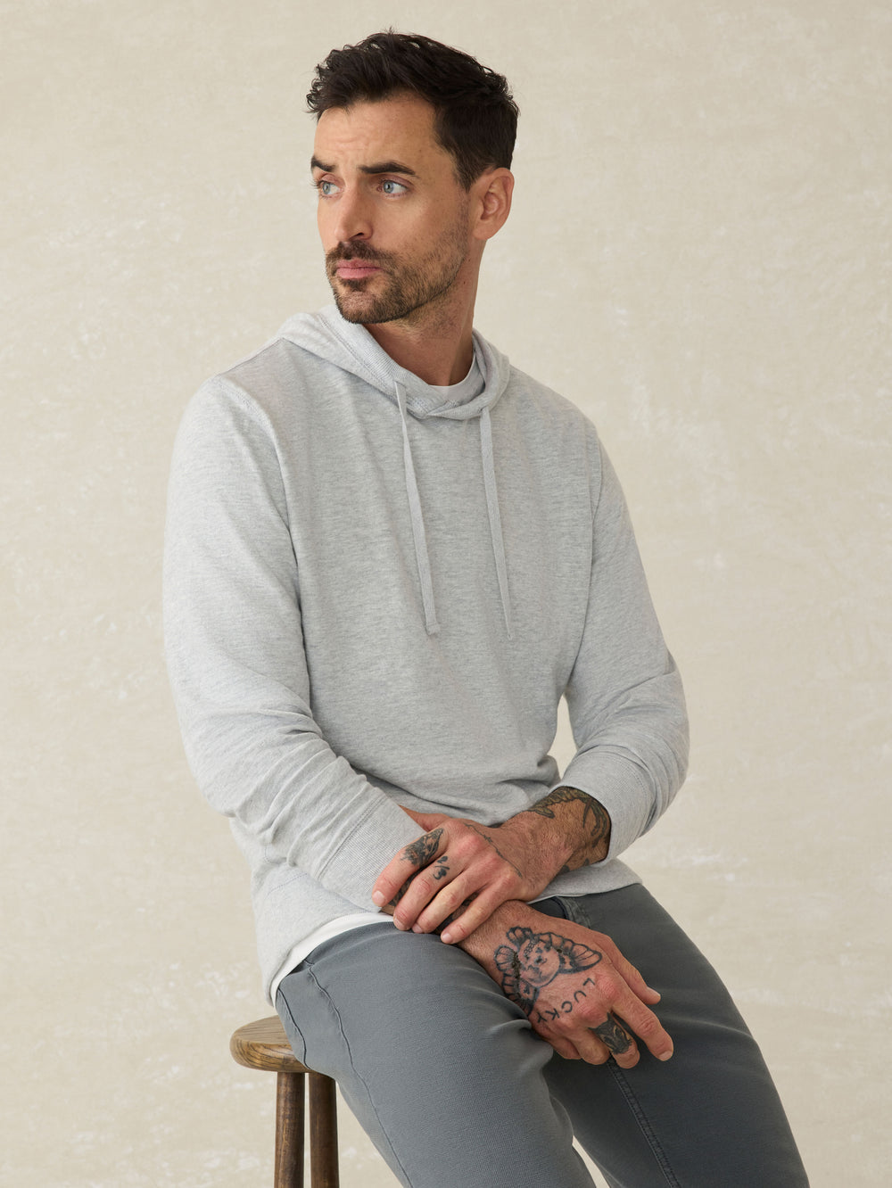 Faherty Slub Washed Hoodie-Grey