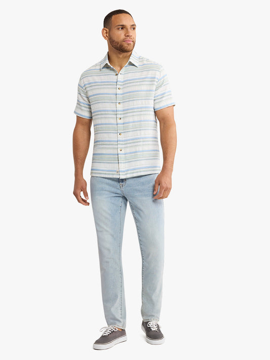 Fair Harbor Oasis Textured Shirt-Marina Stripe