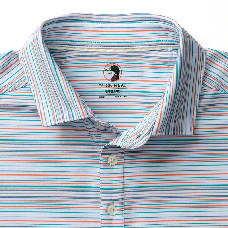 Duck Head Long Drive Performance Polo
Neil Stripe- Sky Blue