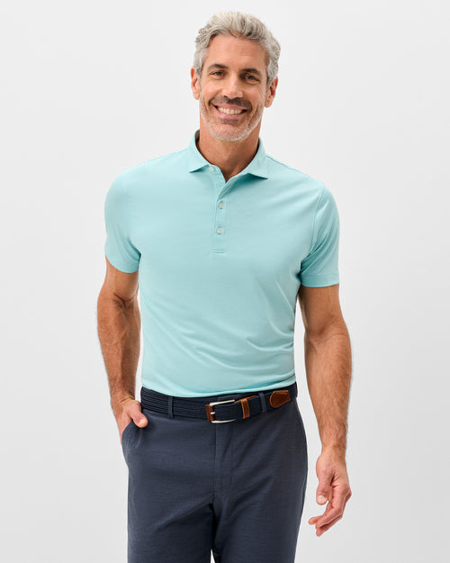 Johnnie O Performance Jersey Polo - Lyndonn Stripe Tropical Celeste