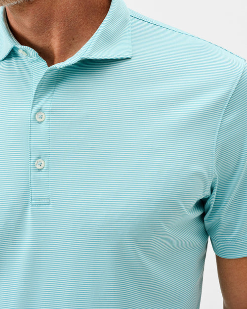 Johnnie O Performance Jersey Polo - Lyndonn Stripe Tropical Celeste