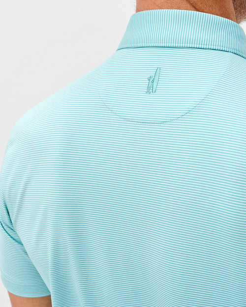 Johnnie O Performance Jersey Polo - Lyndonn Stripe Tropical Celeste