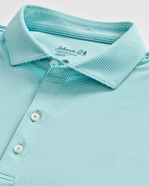 Johnnie O Performance Jersey Polo - Lyndonn Stripe Tropical Celeste