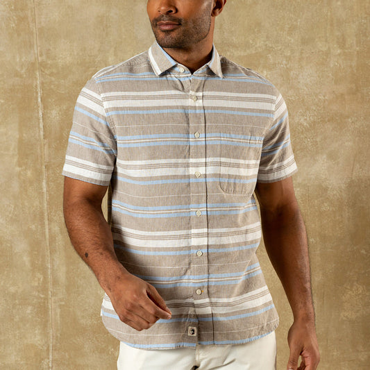 Duck Head Linen Cotton Oxford Sport Shirt-Clay