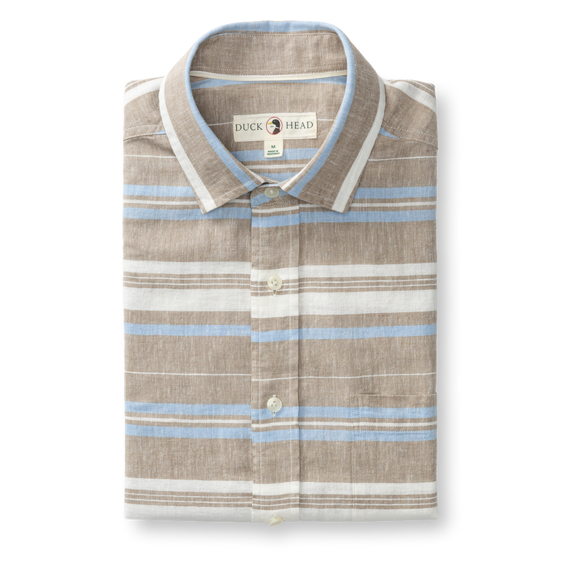 Duck Head Linen Cotton Oxford Sport Shirt-Clay