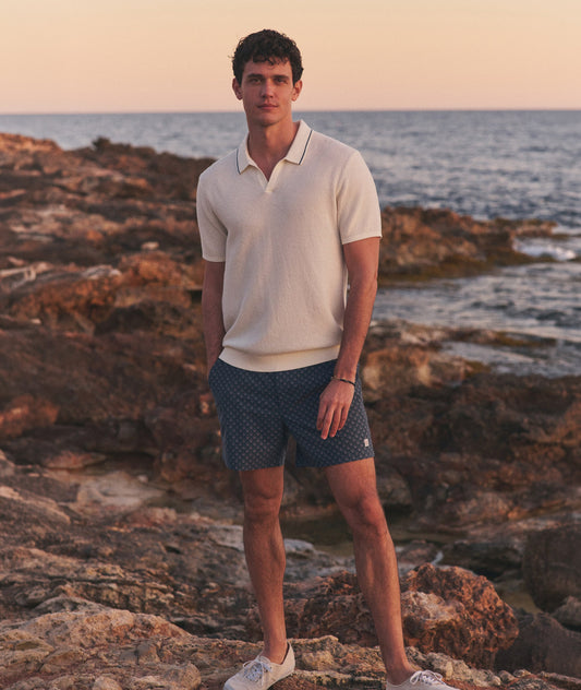 Marine Layer Greyson Sweater Polo -white