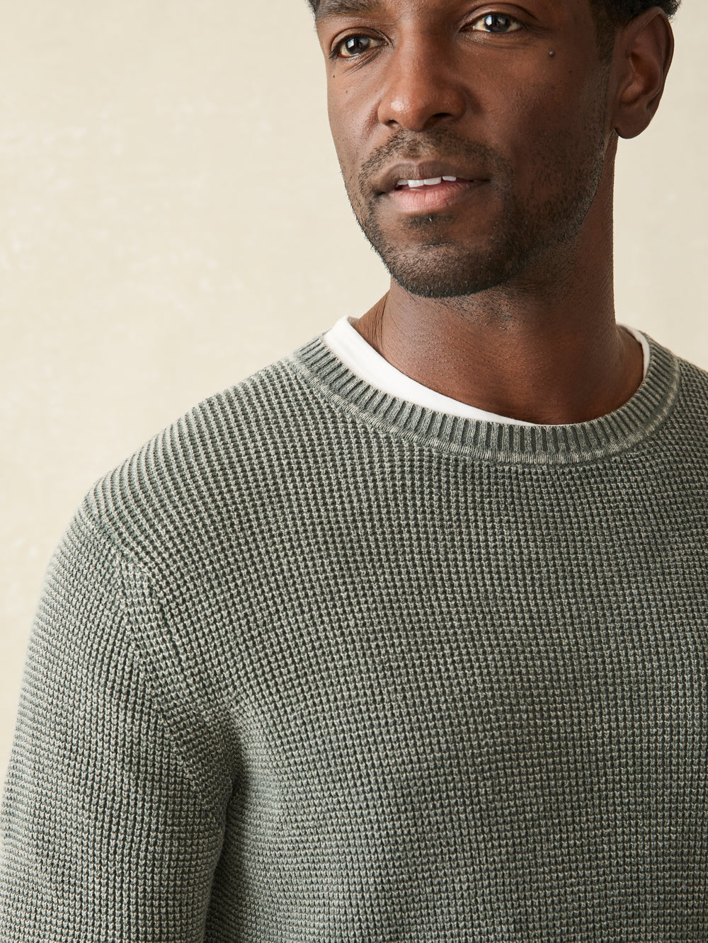 Faherty Sunwashed Crewneck Sweater-Mountian Olive