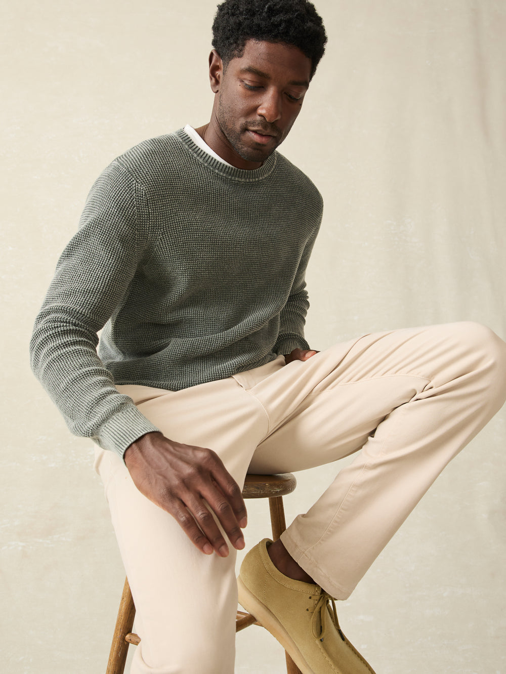 Faherty Sunwashed Crewneck Sweater-Mountian Olive