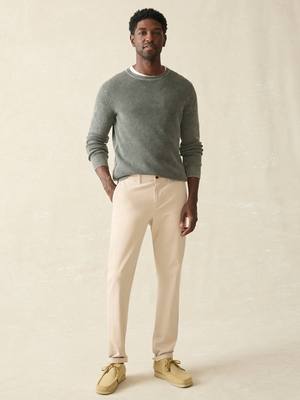 Faherty Sunwashed Crewneck Sweater-Mountian Olive