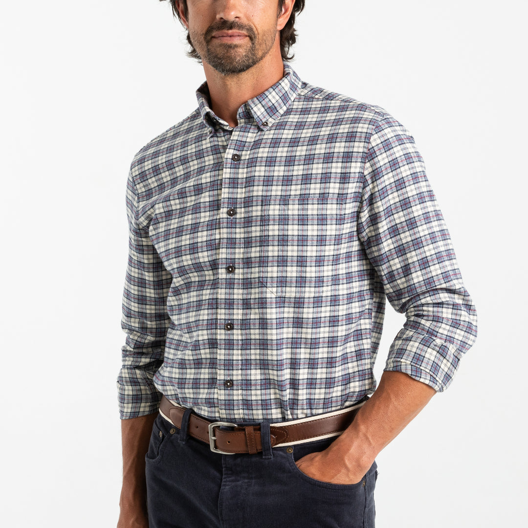 Duck Head Cotton Flannel Sport Shirt
Werth Plaid stone Blue heather