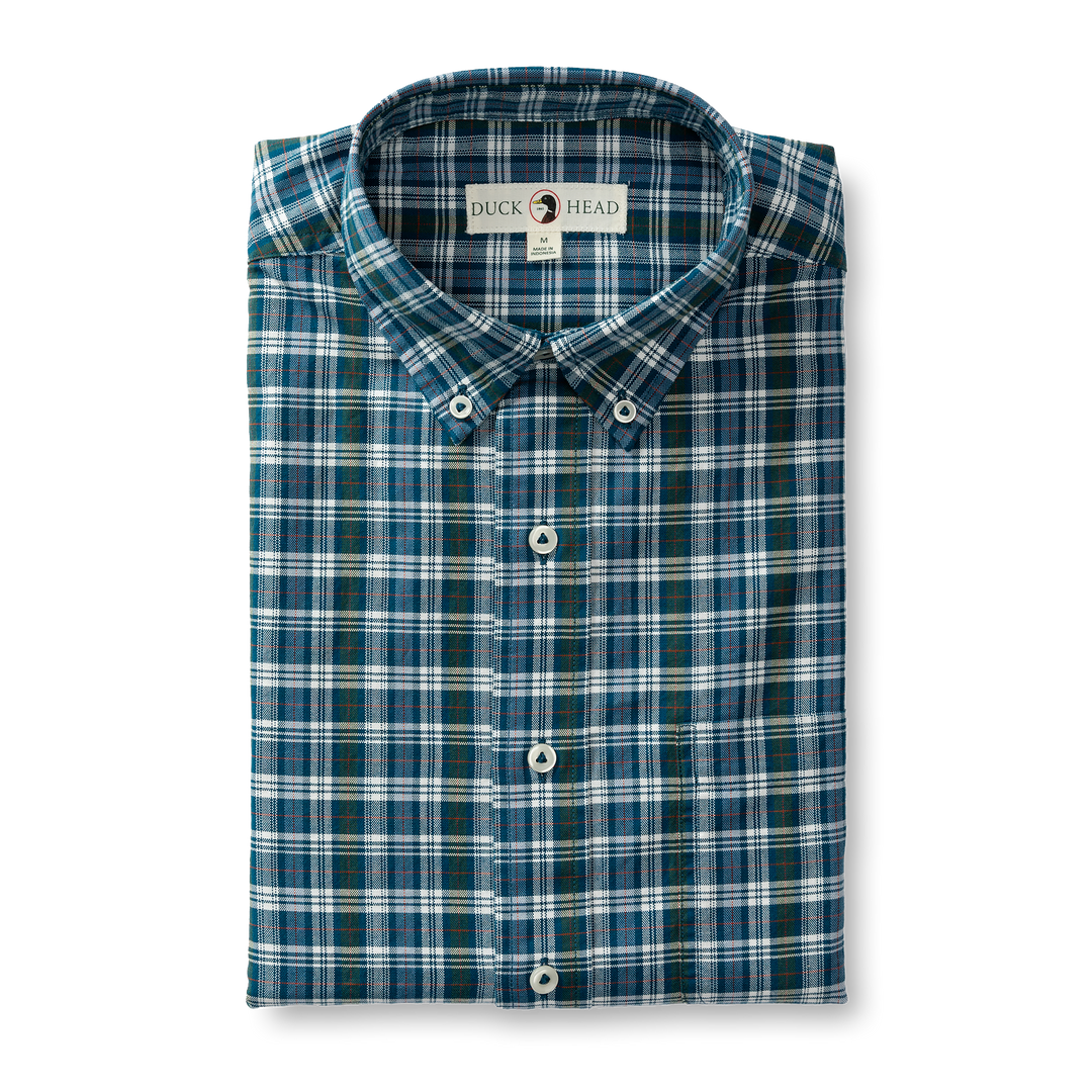 Duck Head Cotton Oxford Sport Shirt
Thompson Plaid   -Legion Blue