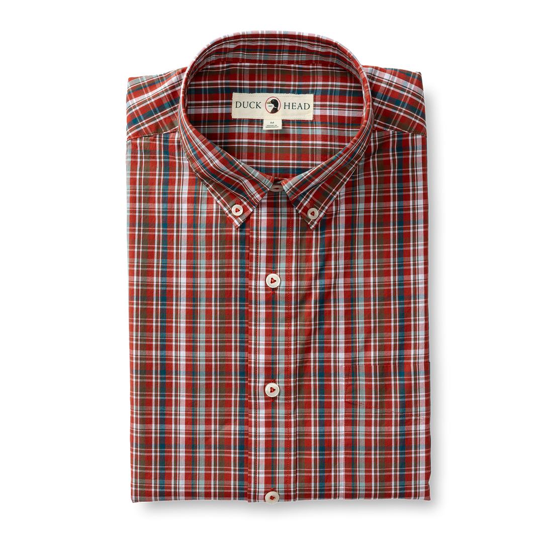 Duck Head Cotton Poplin Sport Shirt
Watkins Plaid- Red Ochre