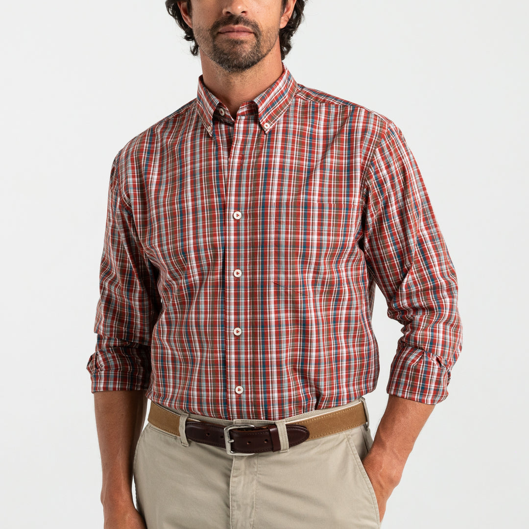 Duck Head Cotton Poplin Sport Shirt
Watkins Plaid- Red Ochre